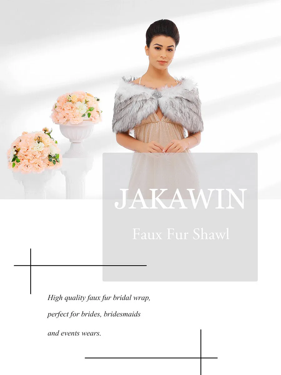 2025 Black and White Imitation Rabbit Fur Short Shawl