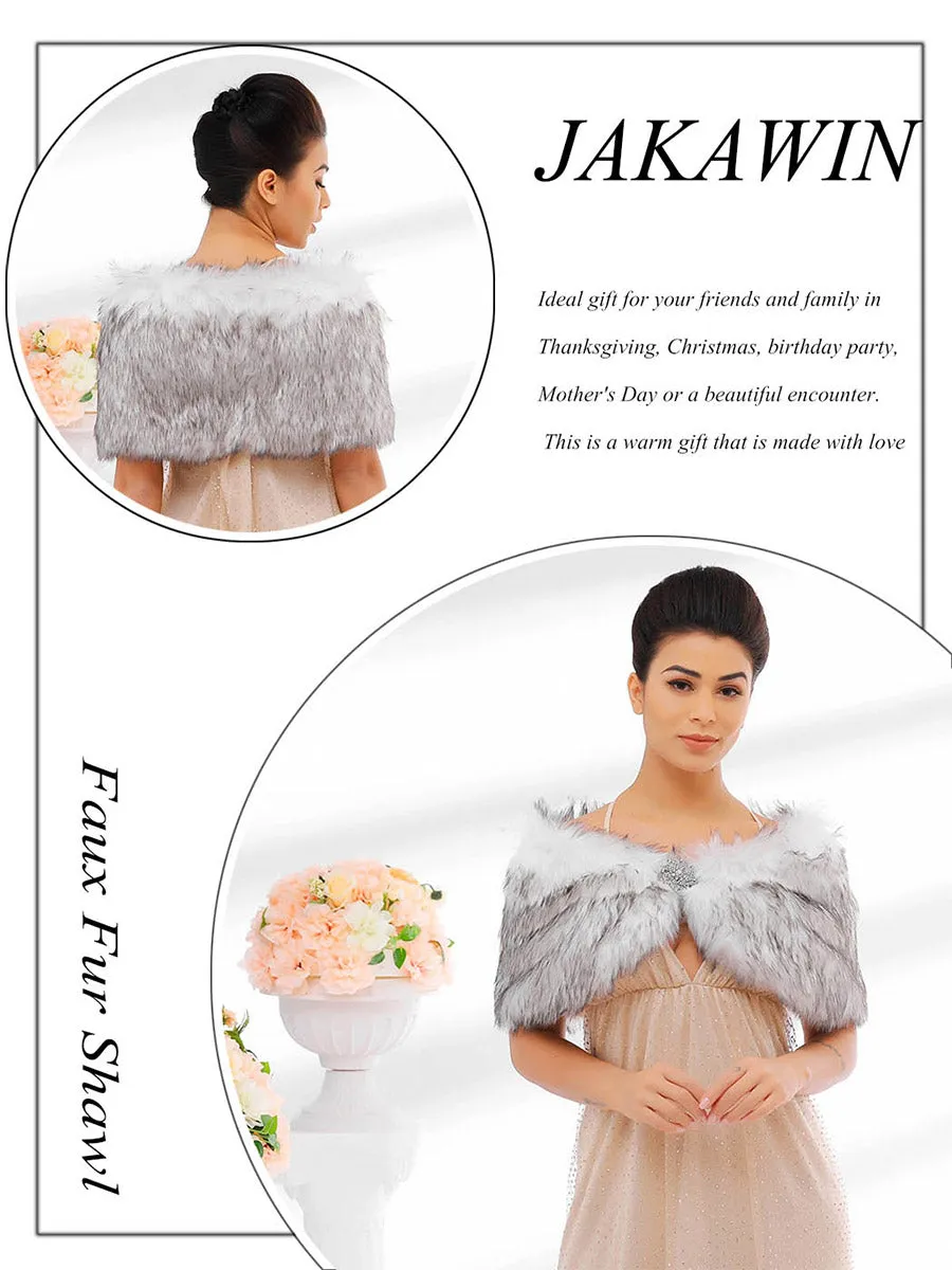 2025 Black and White Imitation Rabbit Fur Short Shawl