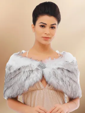 2025 Black and White Imitation Rabbit Fur Short Shawl