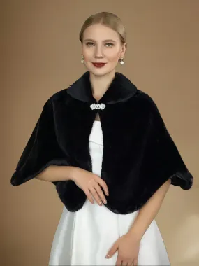 2025 Black Baroque Style Sparkling Bridal Shawl With Diamond Buckle