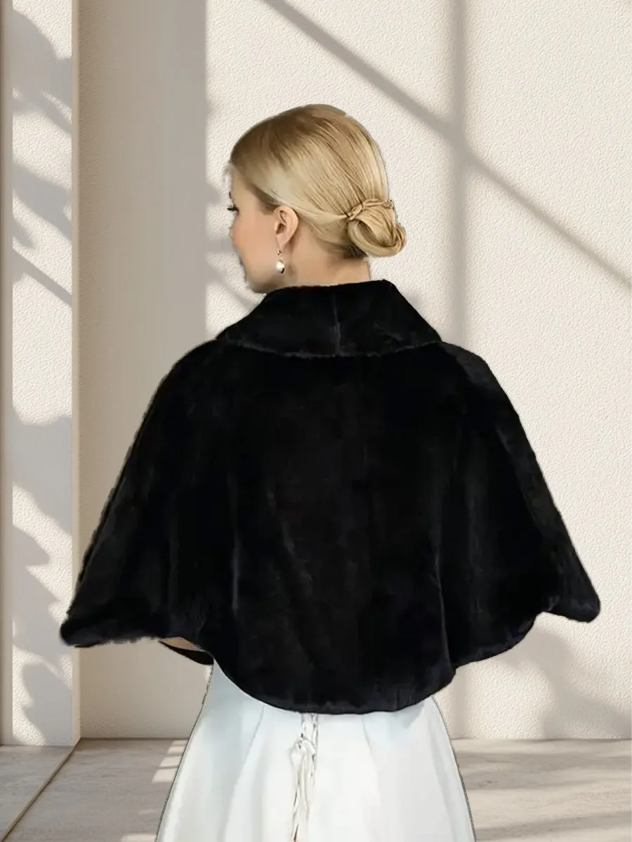2025 Black Baroque Style Sparkling Bridal Shawl With Diamond Buckle