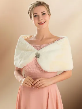 2025 Wedding Short Faux fur cape Beige Fur Shawls