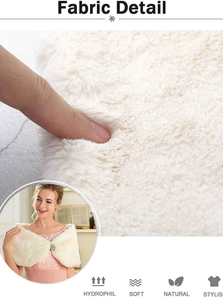 2025 Wedding Short Faux fur cape Beige Fur Shawls