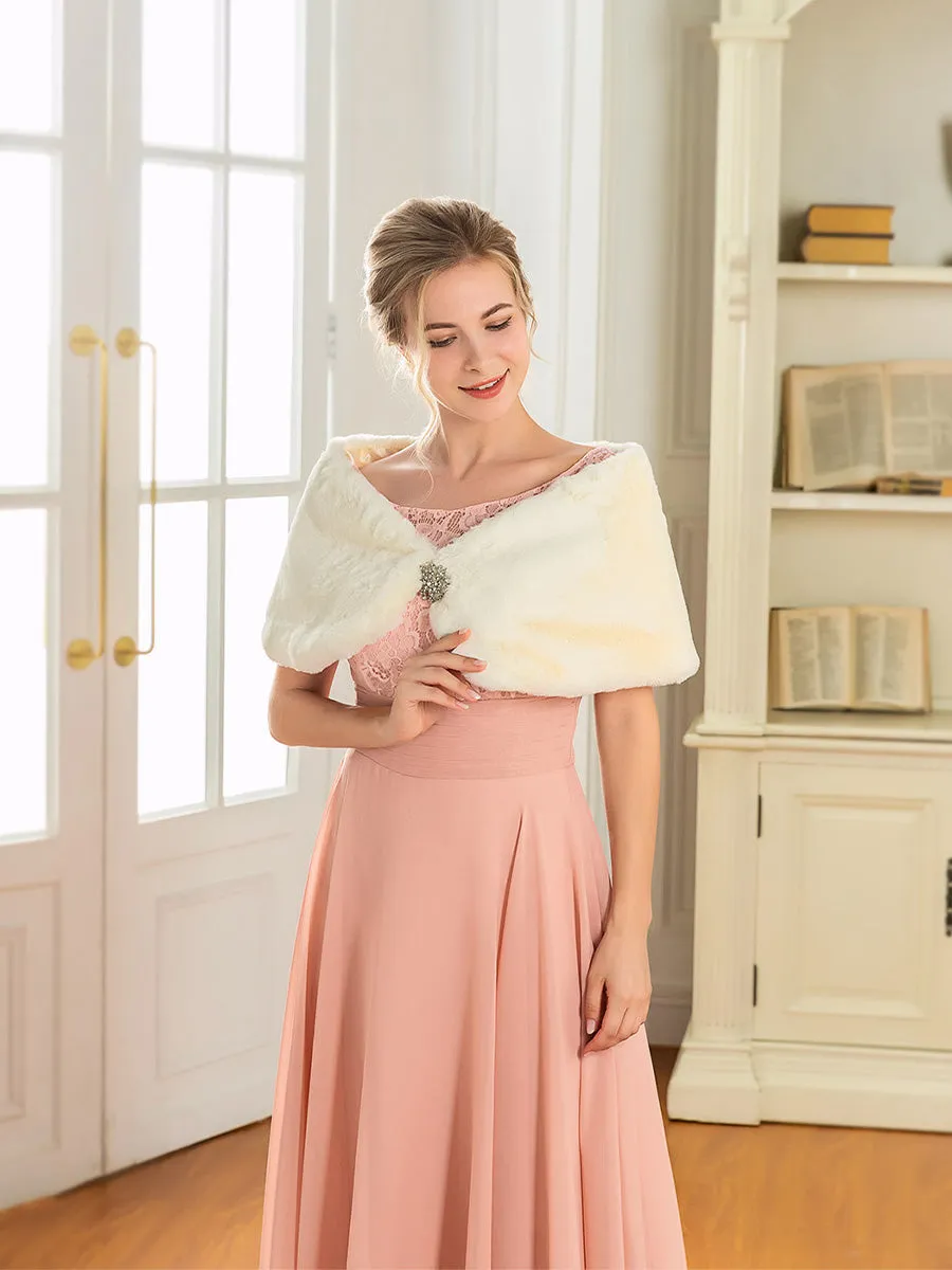2025 Wedding Short Faux fur cape Beige Fur Shawls