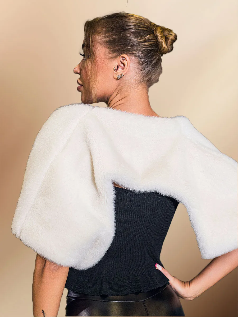 2025 White Faux Lamb Wool Shawl | Women Short Shawl