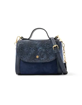 Accessorize London women's Faux Leather Navy Eleanor Tophandle Satchel Sling bag