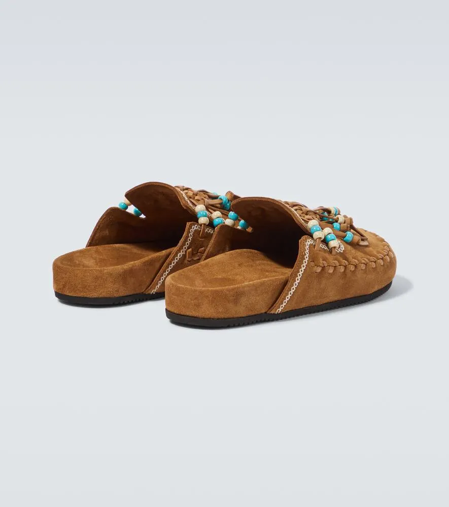 Alanui The Journey embroidered suede mules