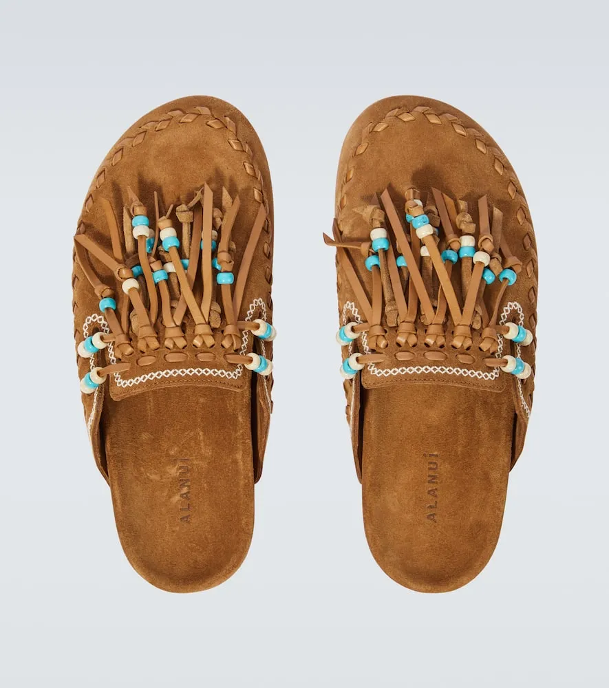 Alanui The Journey embroidered suede mules