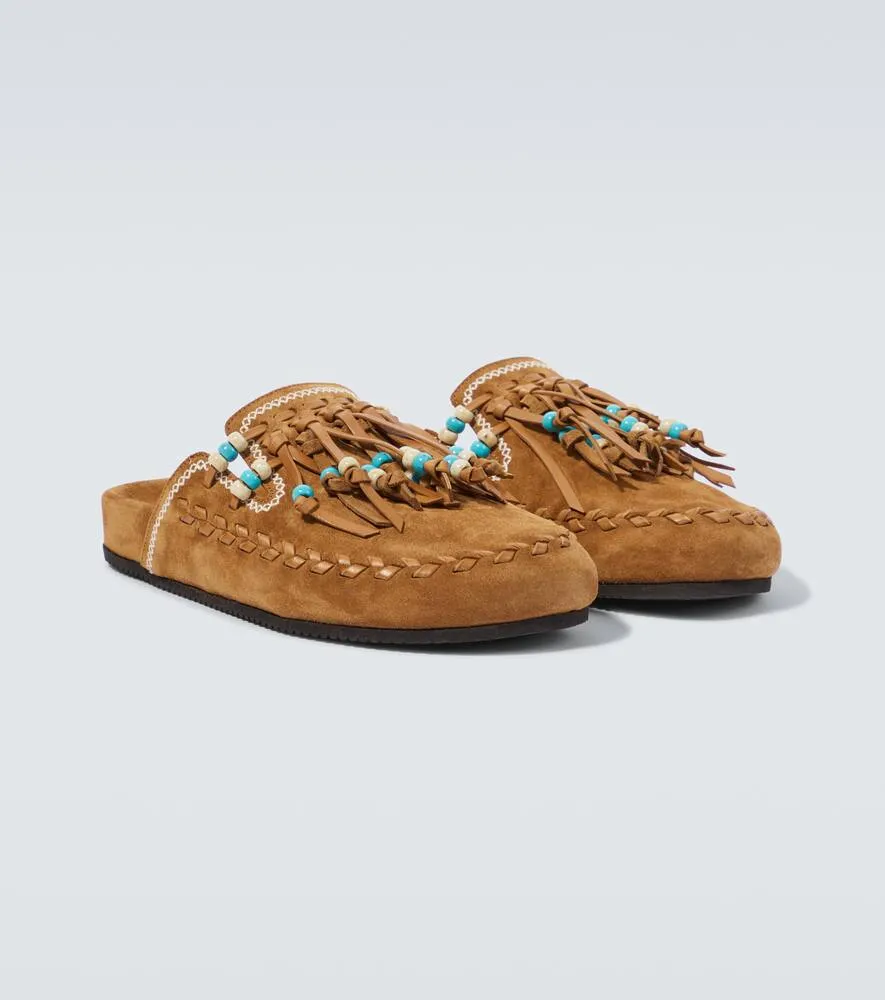Alanui The Journey embroidered suede mules