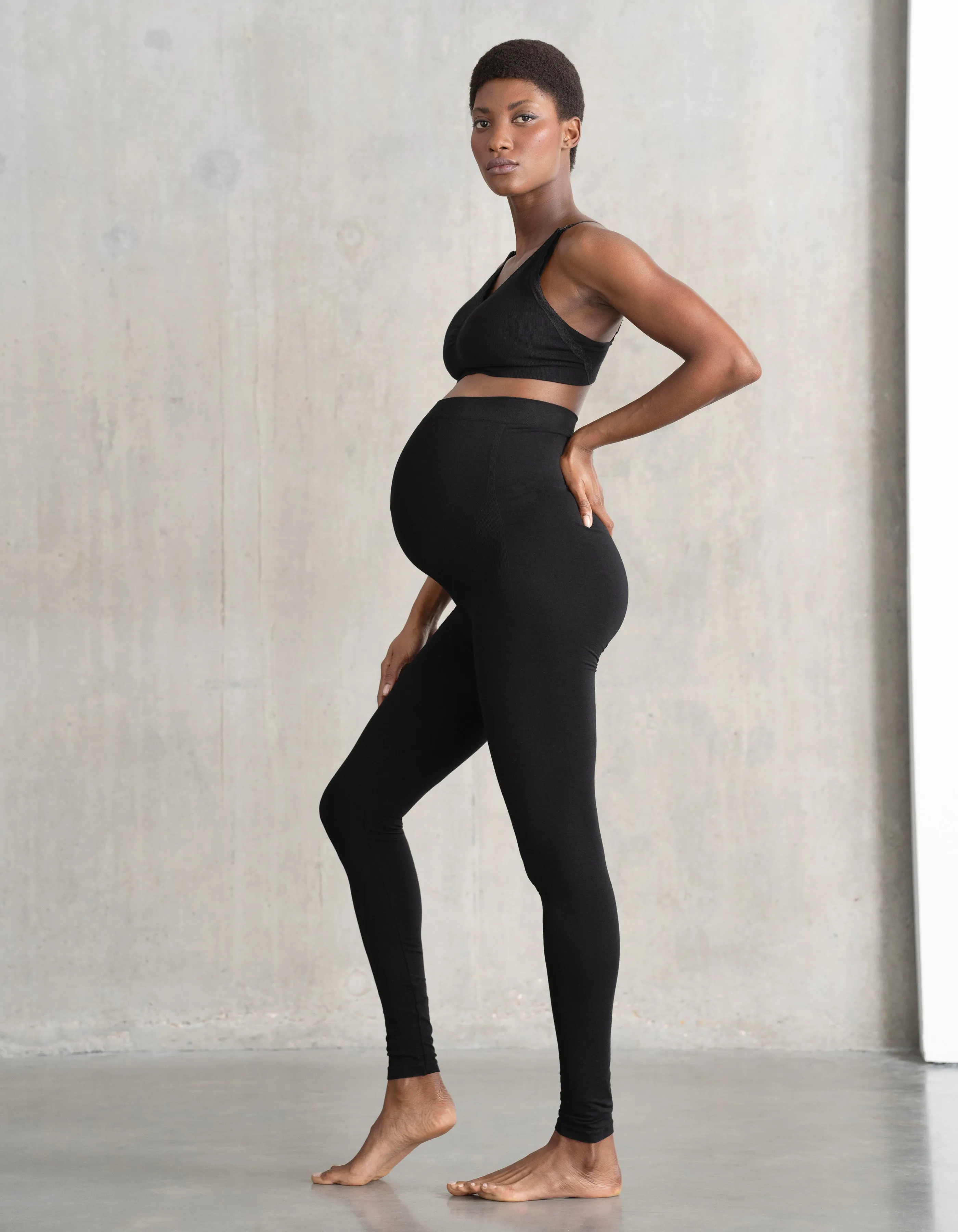 Black Bamboo Over Bump Maternity Leggings