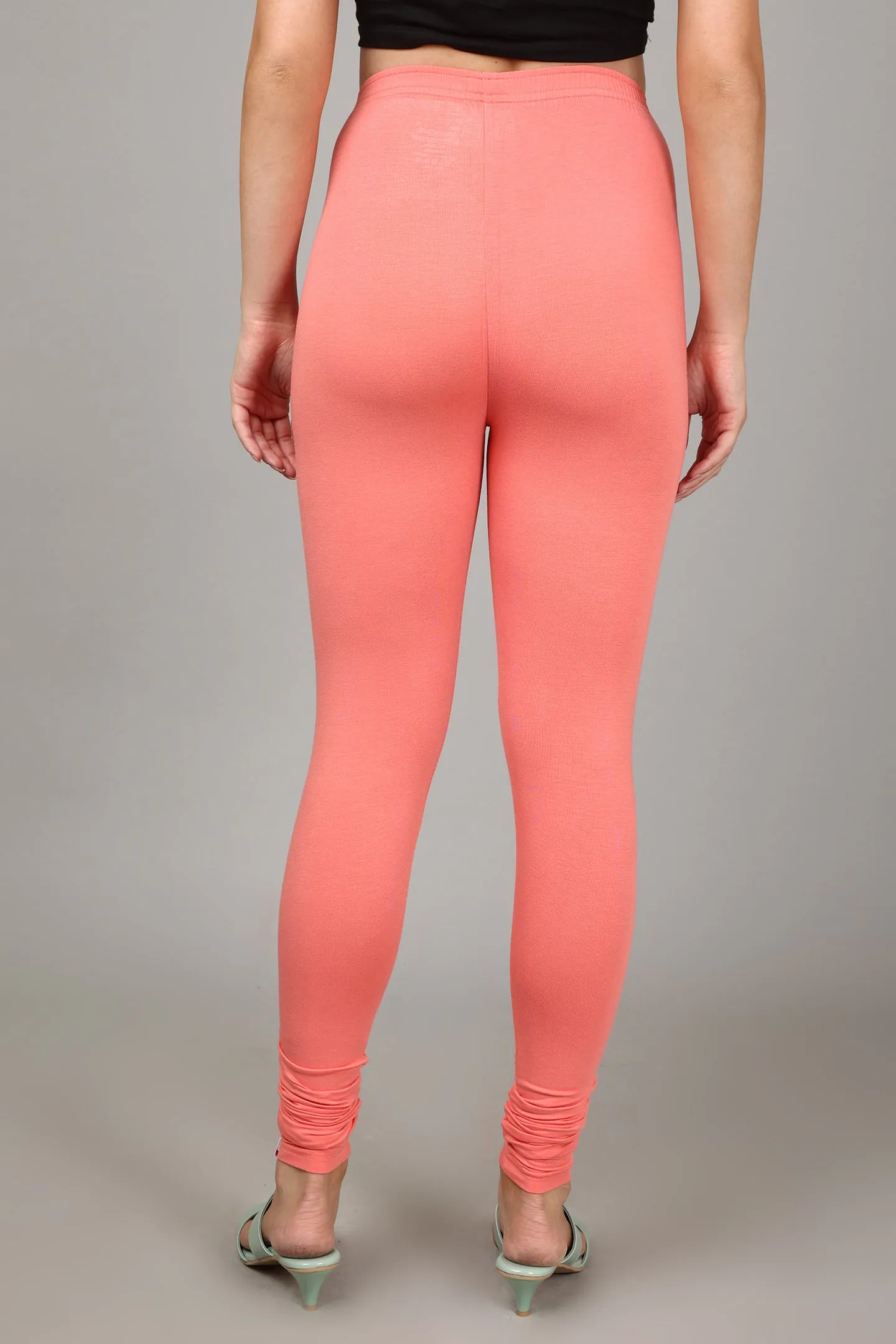 COTTON CHURIDAR LEGGINGS - PEACH