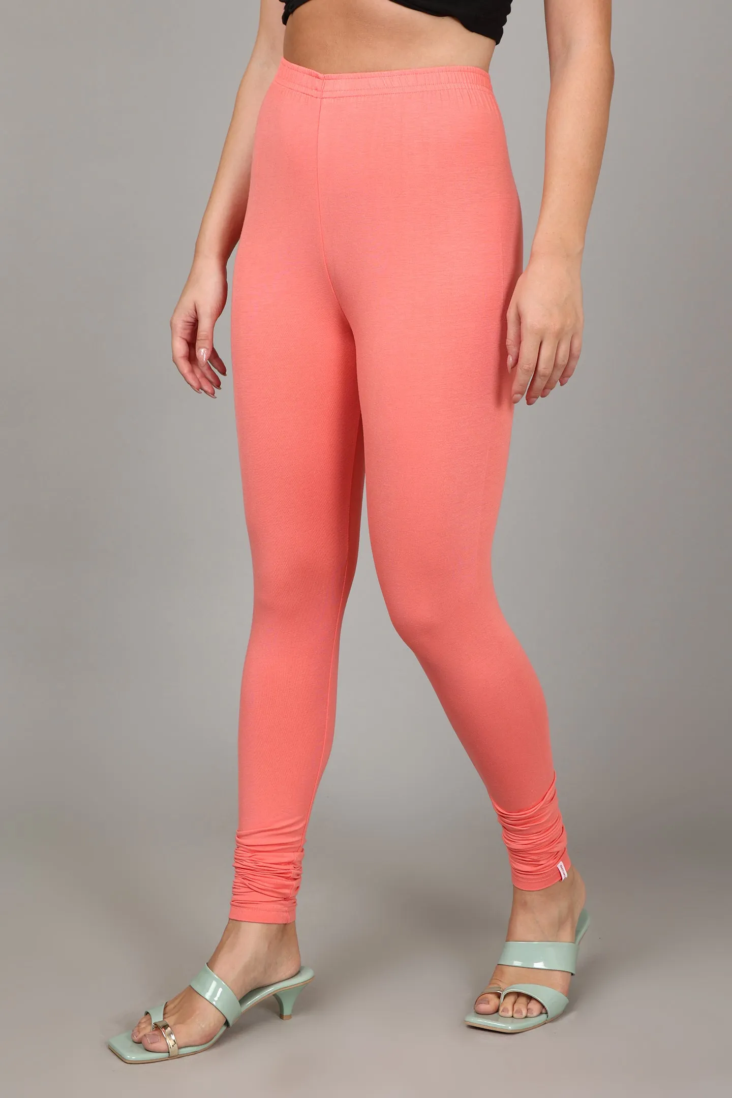 COTTON CHURIDAR LEGGINGS - PEACH