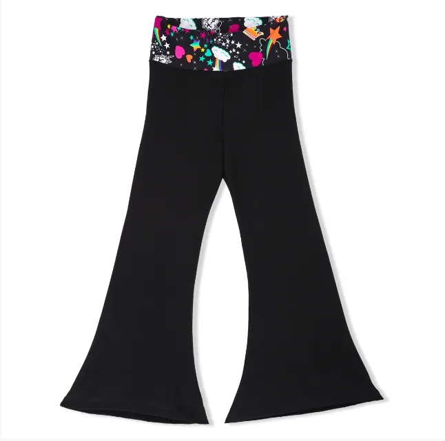 Girls Unicorn Black Zen Flare Legging