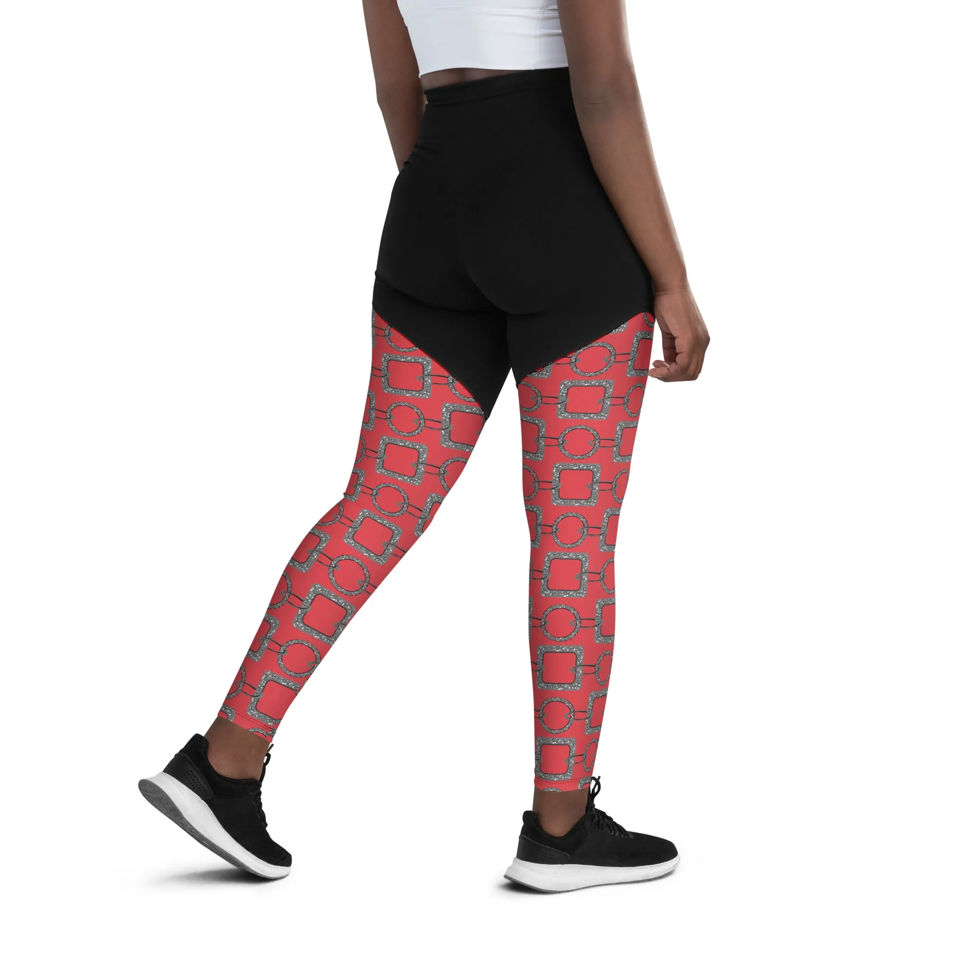 Hammered Silver Chain Sports Leggings