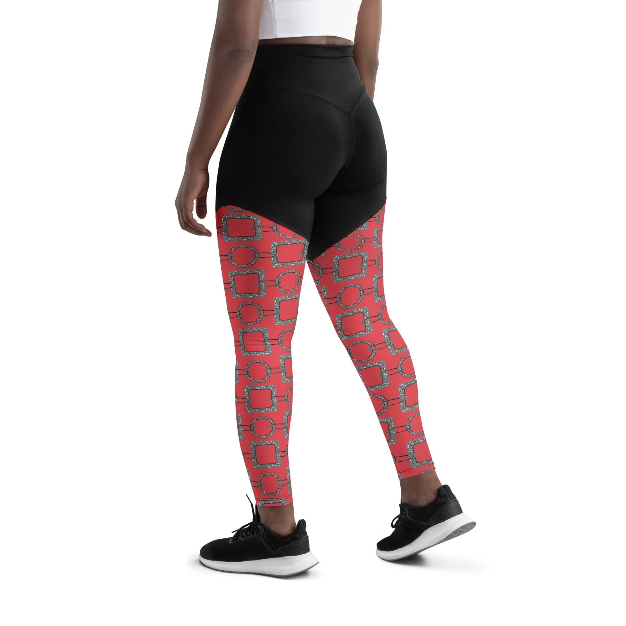 Hammered Silver Chain Sports Leggings