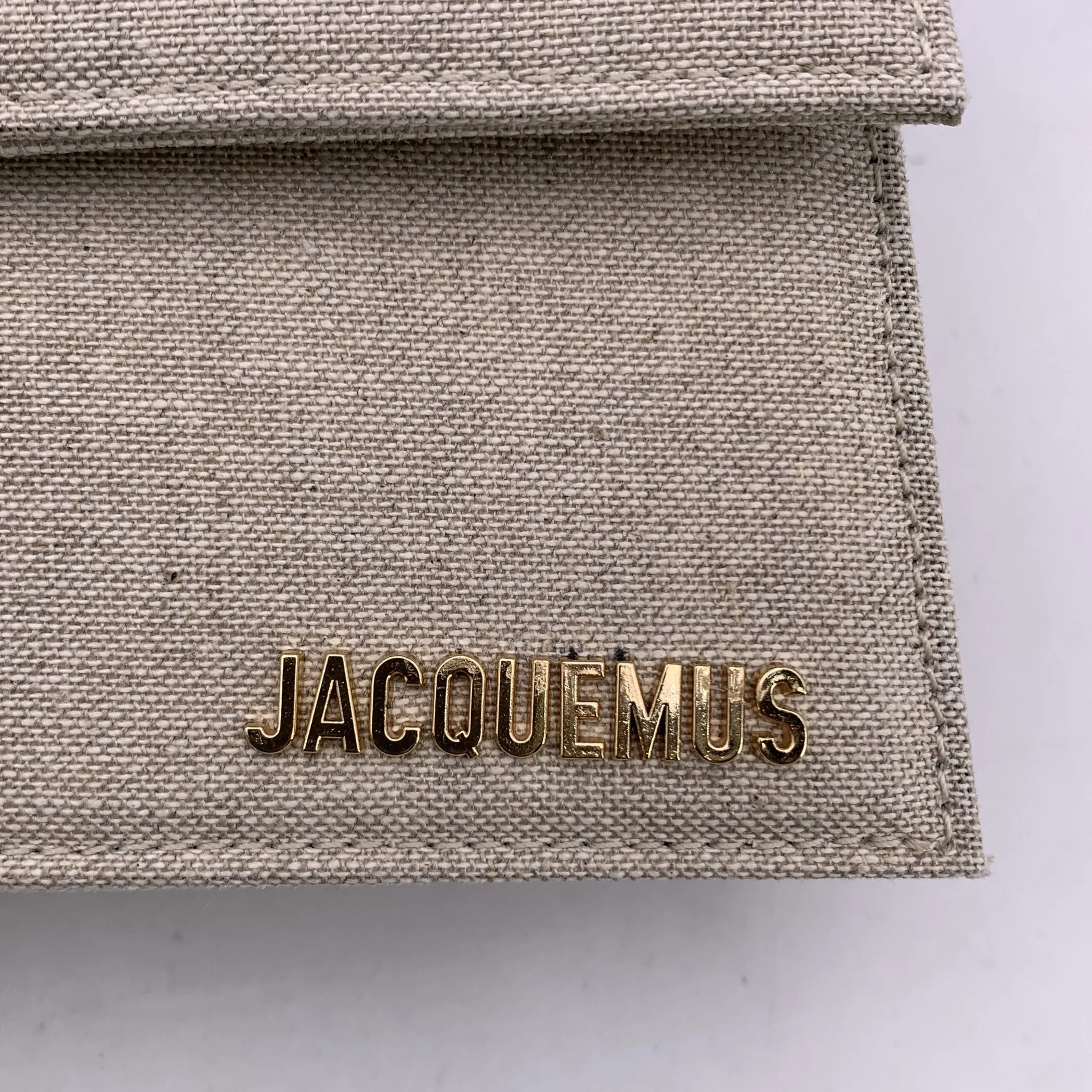 Jacquemus Beige Linen Le Long Bambino Structured Shoulder Bag