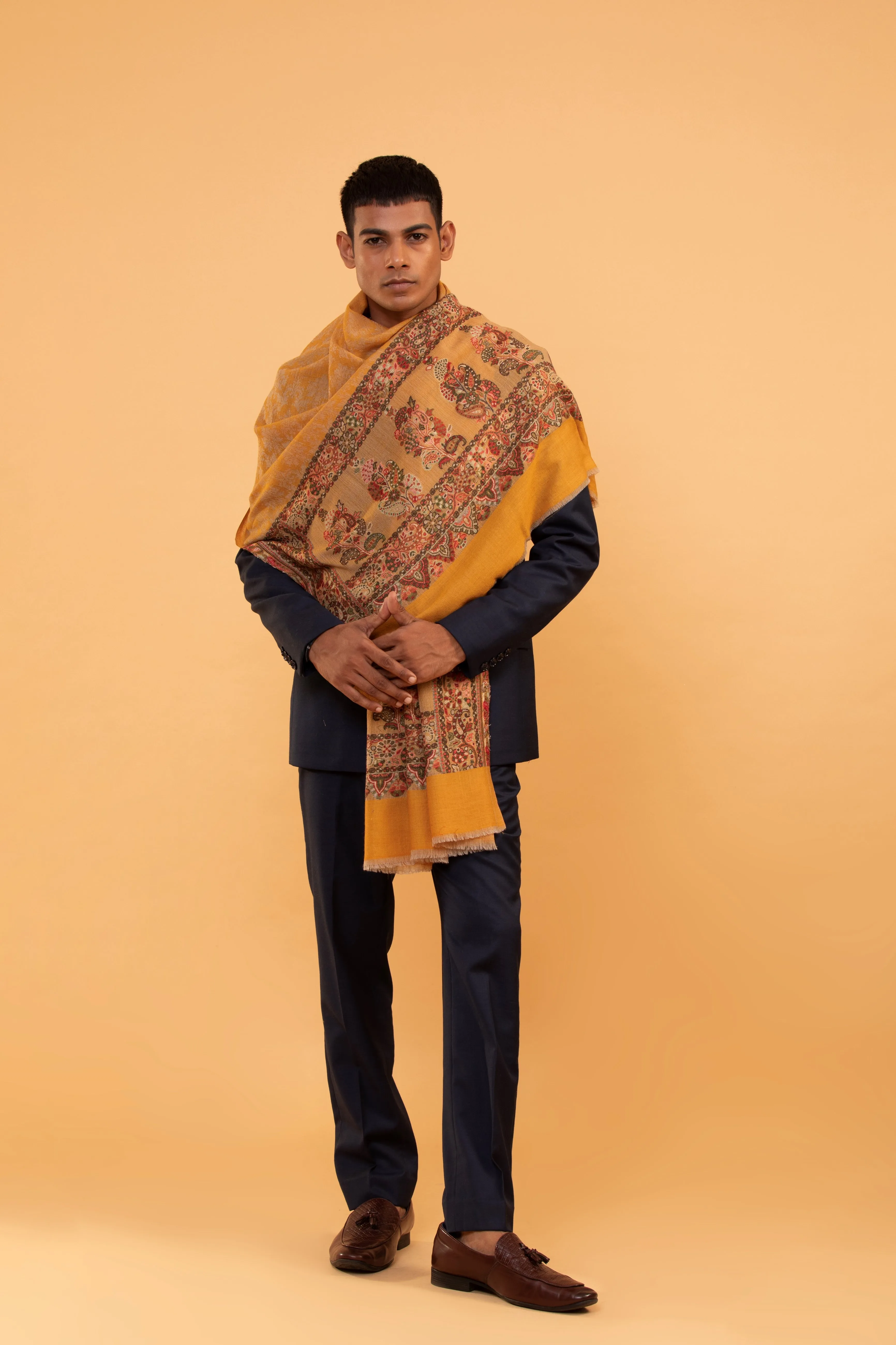 Men’s Woven Design Pure Woolen Shawl for Elegance and Warmth