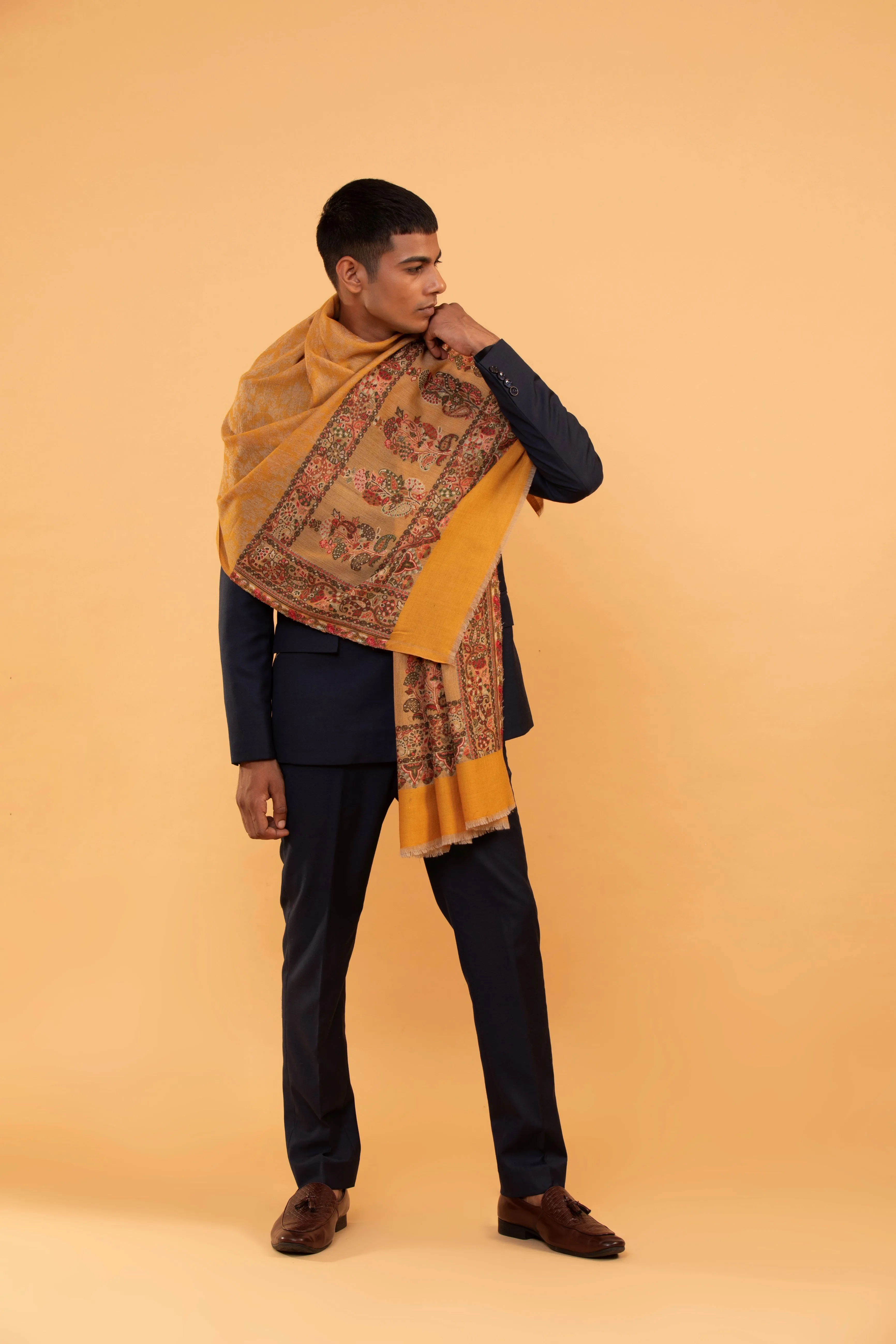 Men’s Woven Design Pure Woolen Shawl for Elegance and Warmth