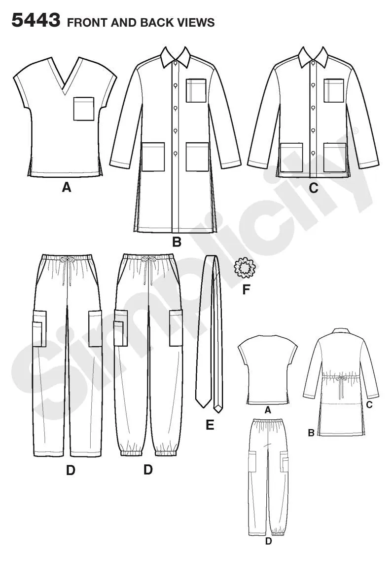 Simplicity Pattern 5443 Plus Size Women and Men Scrub Top