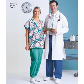Simplicity Pattern 5443 Plus Size Women and Men Scrub Top