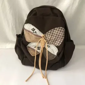 UAKISS  -  2025 New Patchwork Butterfly Schoolbags Luxury Design Y2k Aesthetic Students Vintage Canvas Bags Trendy Casual Women Backpacks