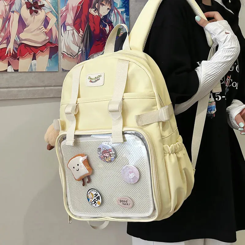 UAKISS  -  Ita Backpacks Teenage Girls Transparent Canvas School Bag New Preppy Style Popular Dispaly Rucksack High-capacity Autumn Сумка
