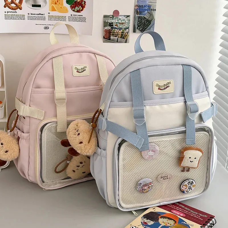 UAKISS  -  Ita Backpacks Teenage Girls Transparent Canvas School Bag New Preppy Style Popular Dispaly Rucksack High-capacity Autumn Сумка