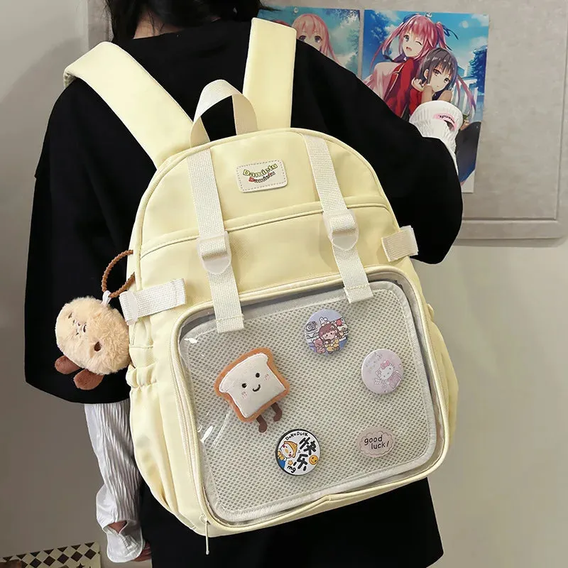 UAKISS  -  Ita Backpacks Teenage Girls Transparent Canvas School Bag New Preppy Style Popular Dispaly Rucksack High-capacity Autumn Сумка