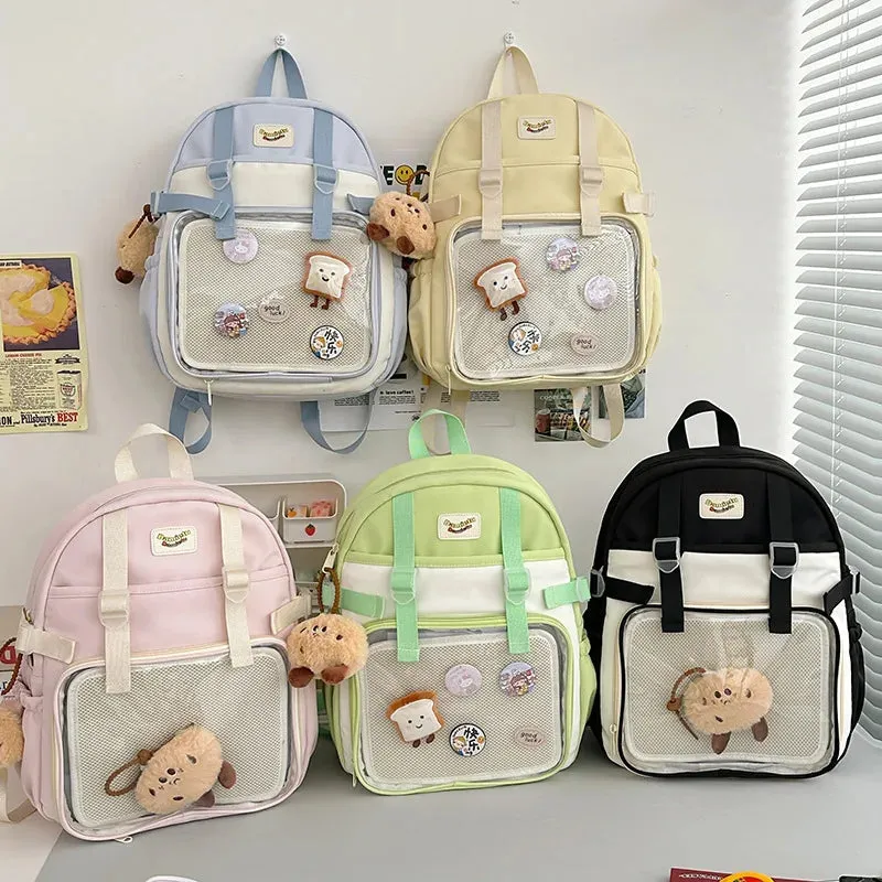 UAKISS  -  Ita Backpacks Teenage Girls Transparent Canvas School Bag New Preppy Style Popular Dispaly Rucksack High-capacity Autumn Сумка