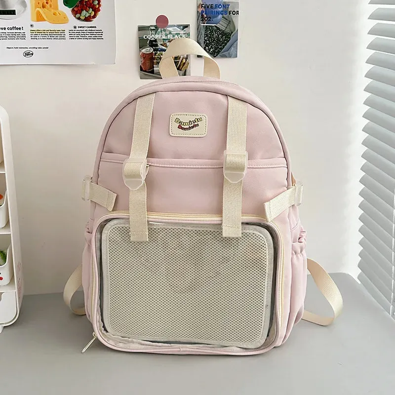 UAKISS  -  Ita Backpacks Teenage Girls Transparent Canvas School Bag New Preppy Style Popular Dispaly Rucksack High-capacity Autumn Сумка