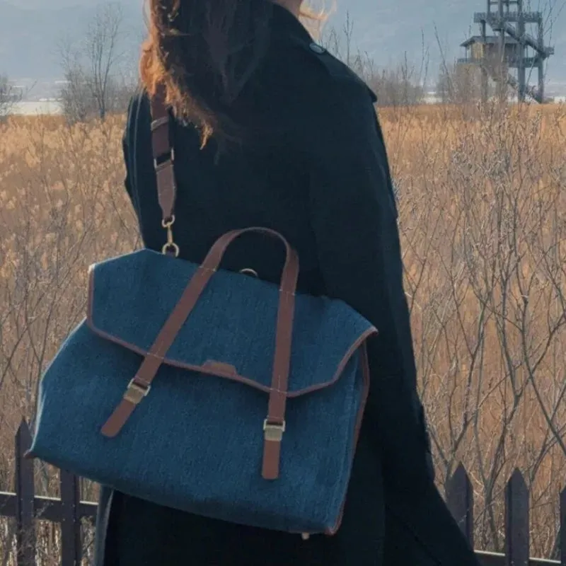 UAKISS  -  Korean Fashion High-capacity Backpacks Denim Canvas School Bag for Women Simple Solid Chic Designed Rucksack Сумка Bolsa Mujer
