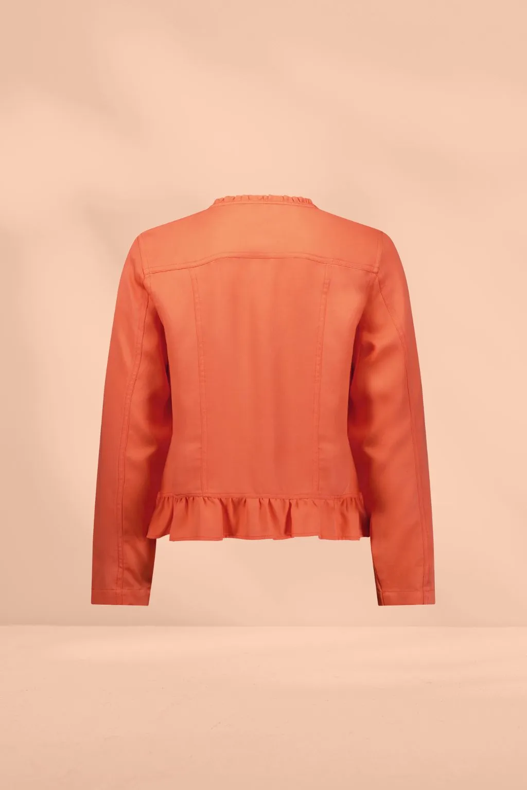 Vassalli Button Up Jacket Frill Hem Melon